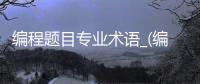 编程题目专业术语_(编程的一些专业术语) 